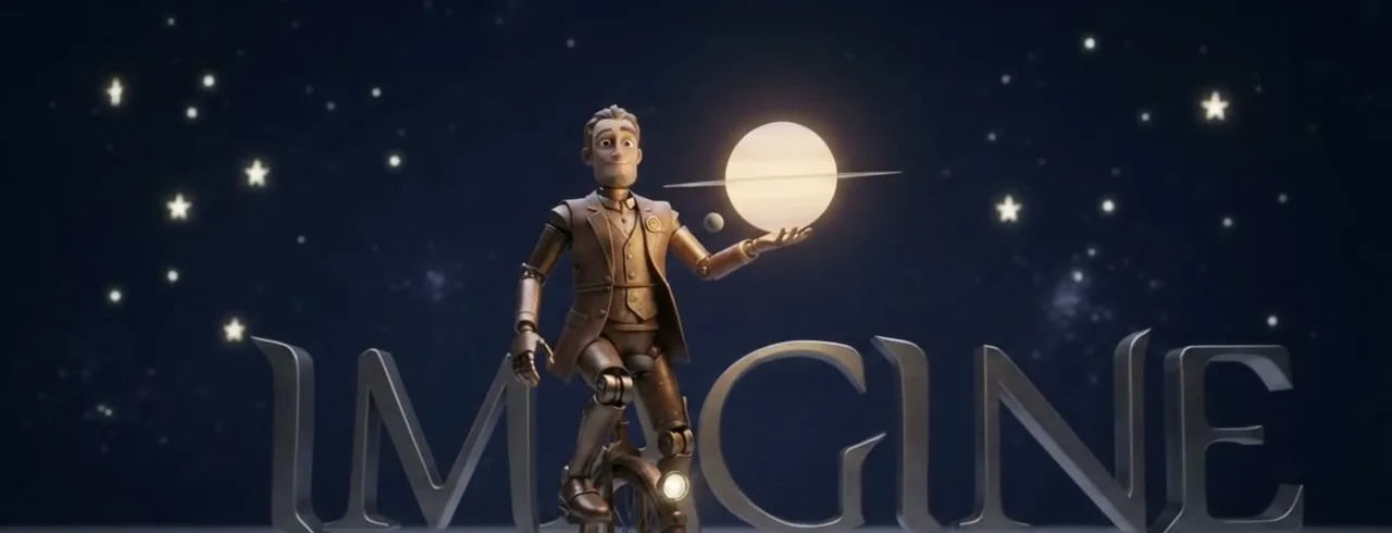 The Imagine Digital Studios unicycle rider with a glowing planet