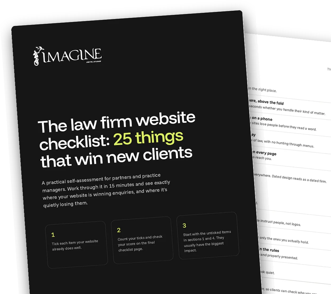 Cover and first page of the law firm website checklist