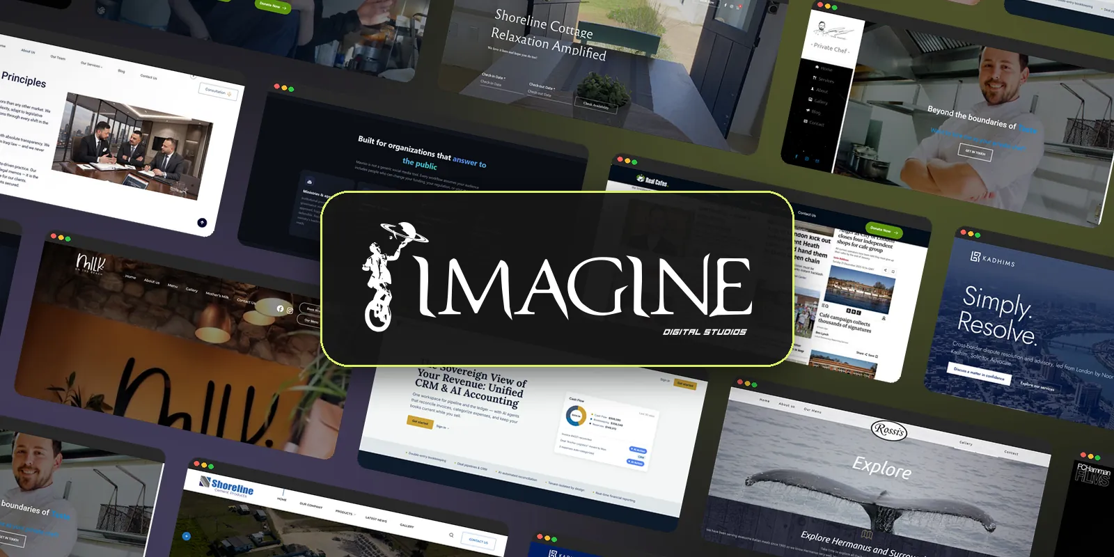 The Imagine Digital Studios unicycle rider balancing a glowing planet under a starry sky