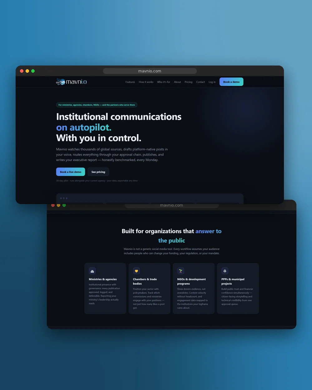 Mavnio platform designed by Imagine Digital Studios, shown on desktop
