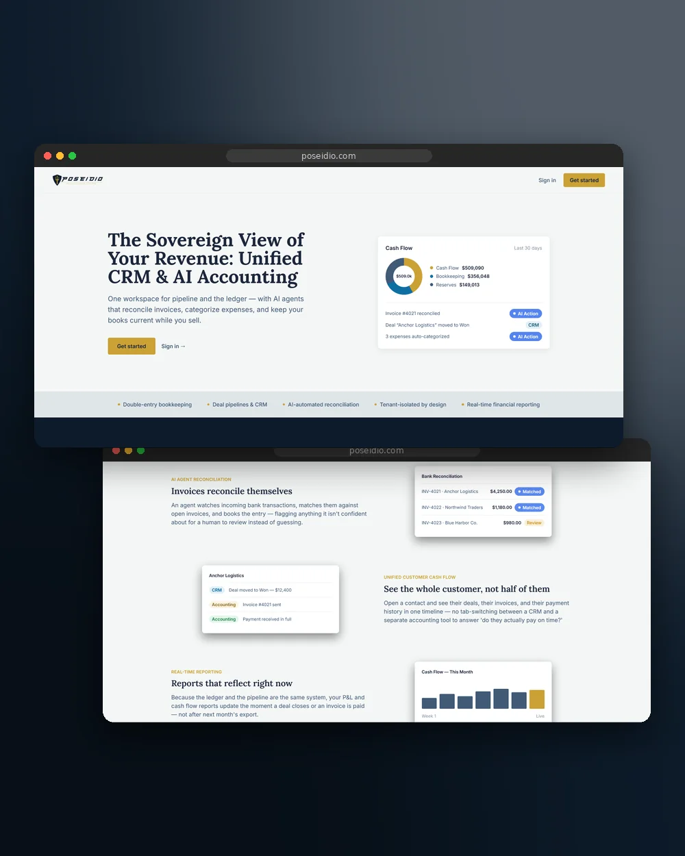 Poseidio platform designed by Imagine Digital Studios, shown on desktop